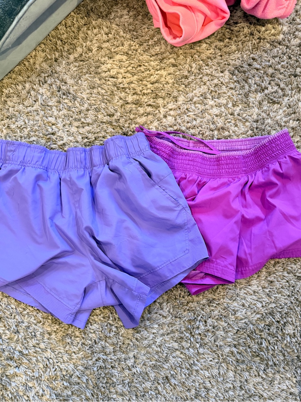 Womens Athletic Shorts in Lavender and Magenta
